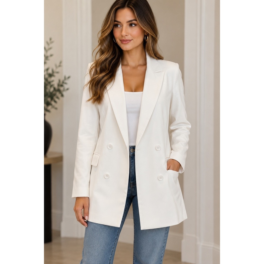 Rachel Zoe Ivory Women's Suit Jacket Double Breasted Sz M